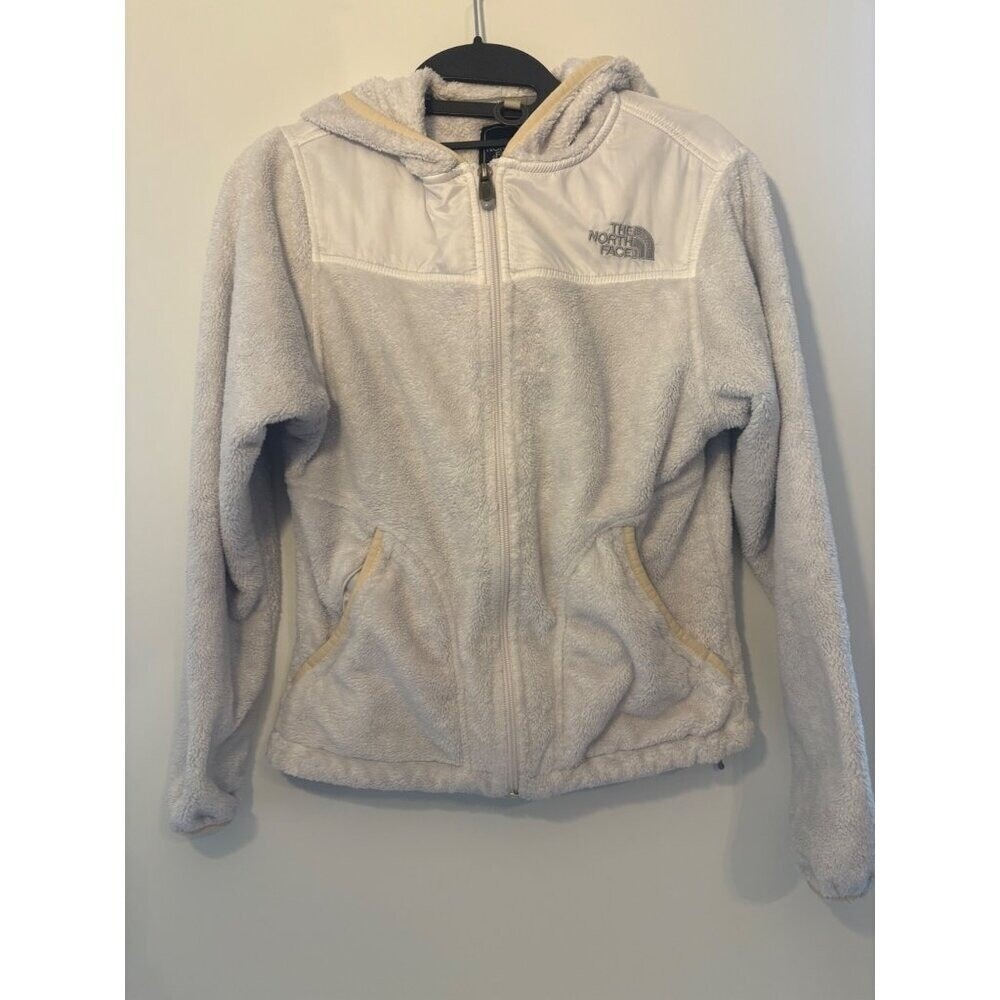 The North Face Womens Furry Fleece Hoodie Full-Zip‎ Jacket Size Small White